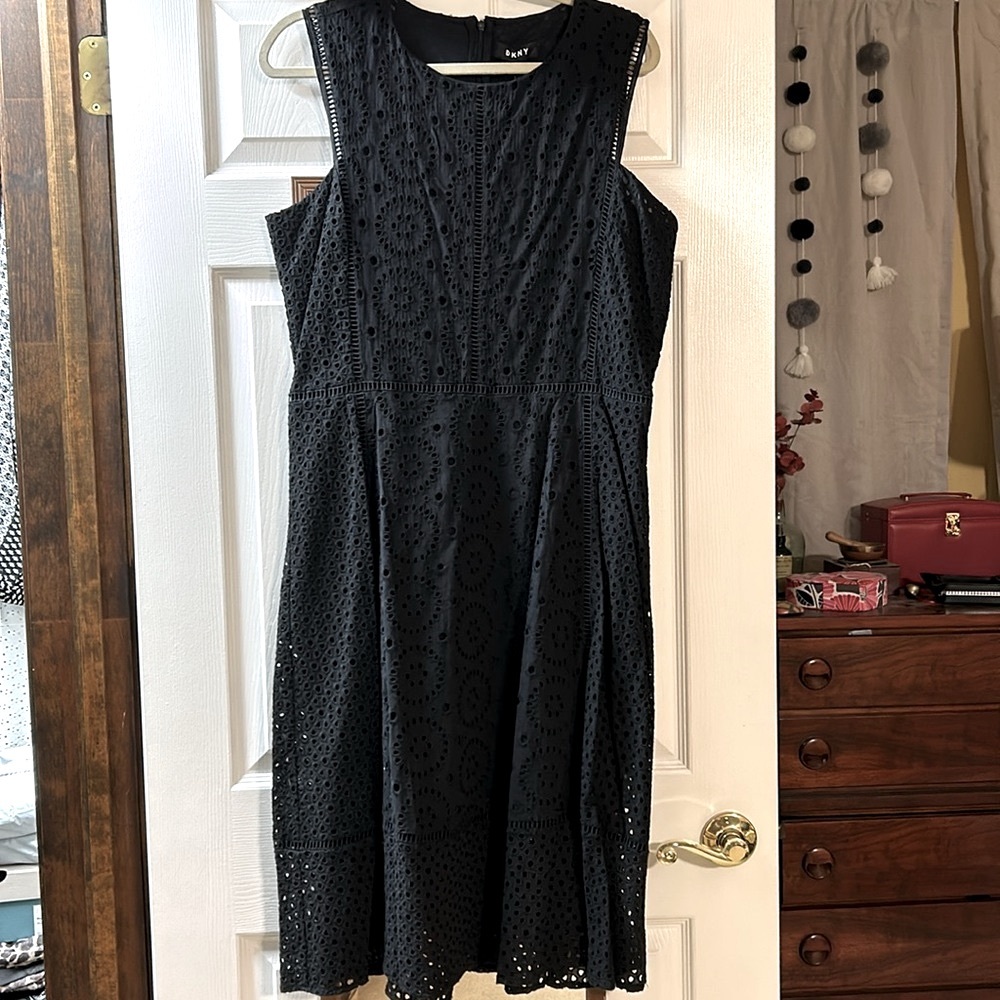 DKNY black eyelet dress
